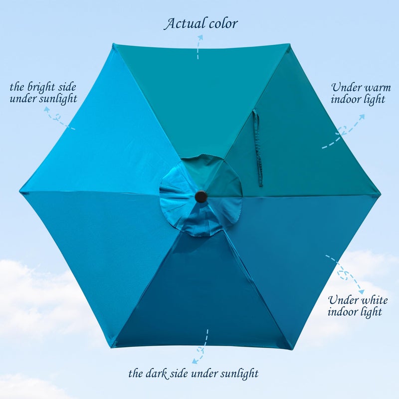 Blissun 7.5 ft Patio Umbrella, Yard Umbrella, Outdoor Market Umbrella with Push Button Tilt Crank (Cerulean) - Image 2